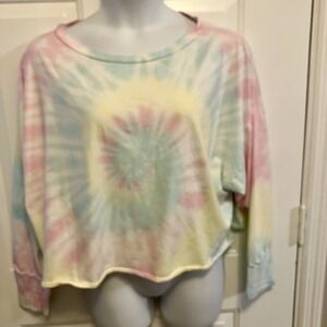 Chrysanthemum Pastel Tie Dye  Blouse Bohemian Long Sleeve Shirt Small/Medium